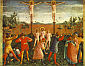 UKRZYŻOWANIE i KAMIENOWANIE św. KOSMY i DAMIANA: ANGELICO, Fra (ok. 1400, Vicchio nell Mugello - 1455, Rzym), 1438-40, tempera na desce, 38x46cm, Alte Pinakothek, Monachium; źródło: www.wga.hu